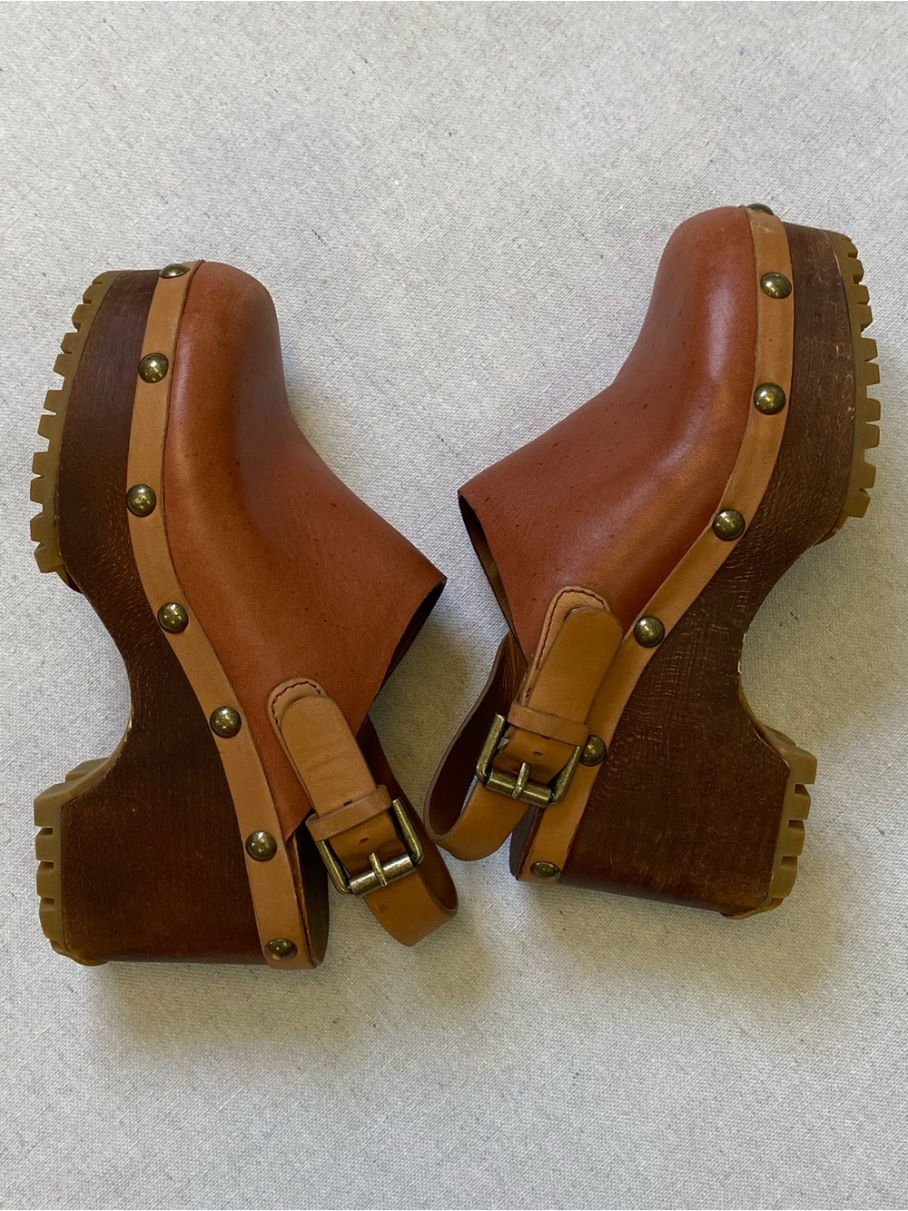 See By Chloe Leather Studded Sling Wooden Clog Size 35 - Picture 5 of 11